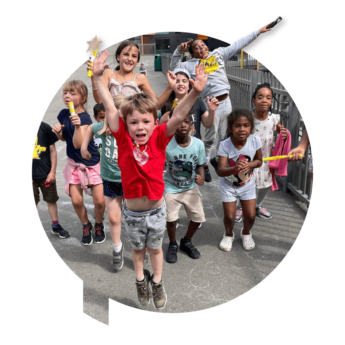 Kids jumping and having fun at The Play Professionals camp